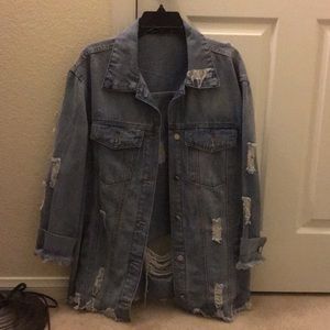 Distressed Oversized Denim Jacket